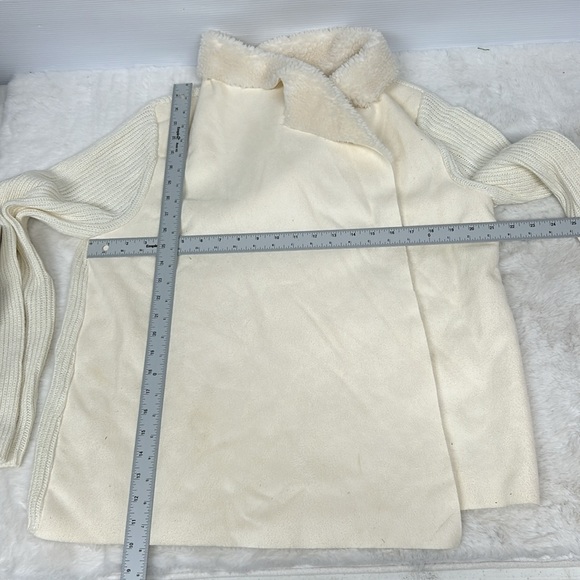 Kate & Sam Waterfall Sweater Cardigan Faux Suede & Fur Front Shawl Collar knit L - Picture 6 of 7